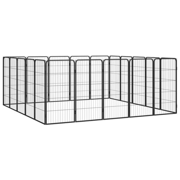 Hundpark - Exklusivt hus - 20 paneler - 50x100 cm - Pulverlackerad stål Svart