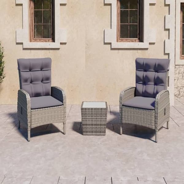 Maison Exclusive - Trädgårdsbistro-set 3 delar Flätad resin och glas Grå Grå