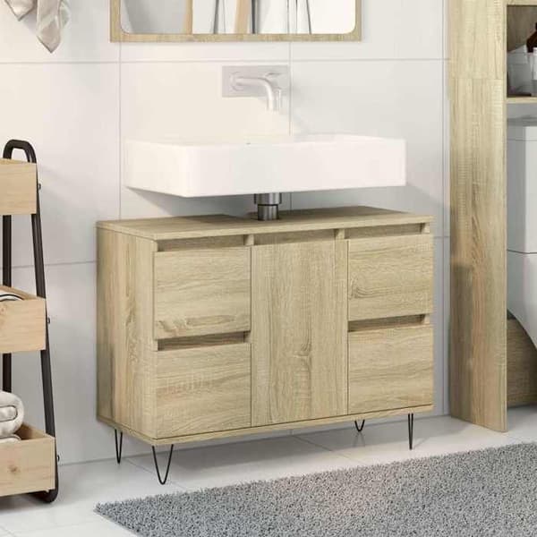 Maison Exclusive - Badrumsskåp ek sonoma 80x33x60cm ingenjörsträ