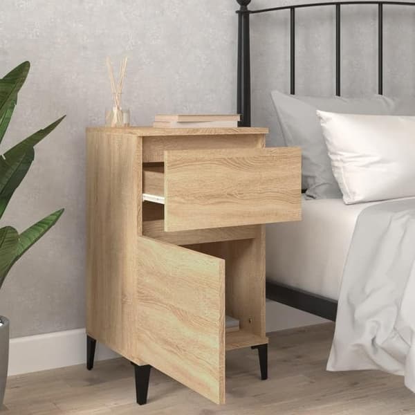 Maison Exclusive - Natbord egetræ sonoma 40x35x70 cm Sonoma ek