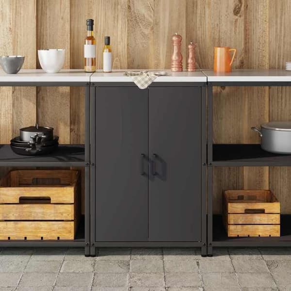 Køkkenopbevaringsmøbel - EKSKLUSIVT HUS - HATTEM - Sort - 60x50x92 cm - Stål