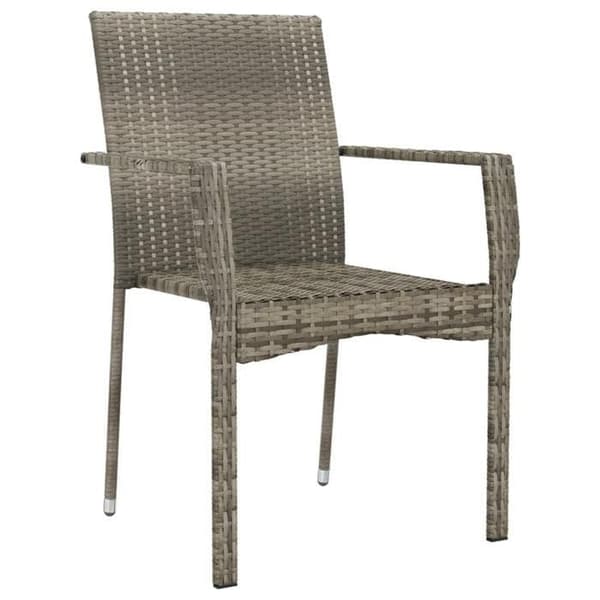 Maison Exclusive - Havestole med puder sæt af 4 Vævet resin Grå Grå (mörkgrå kudde)