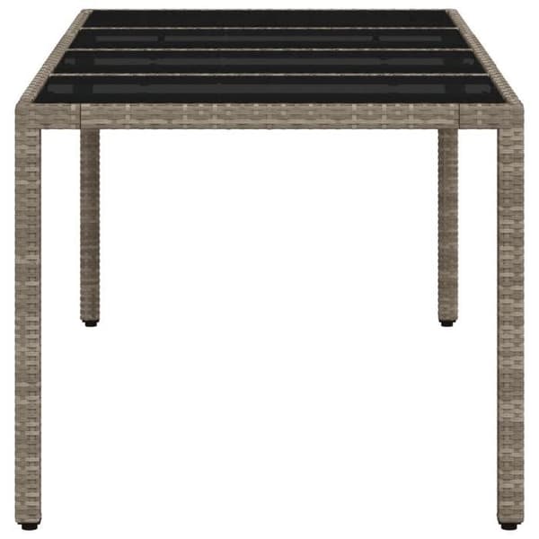 Maison Exclusive - Trädgårdsbord med ljust grått glas och flätad resin Ljusgrått