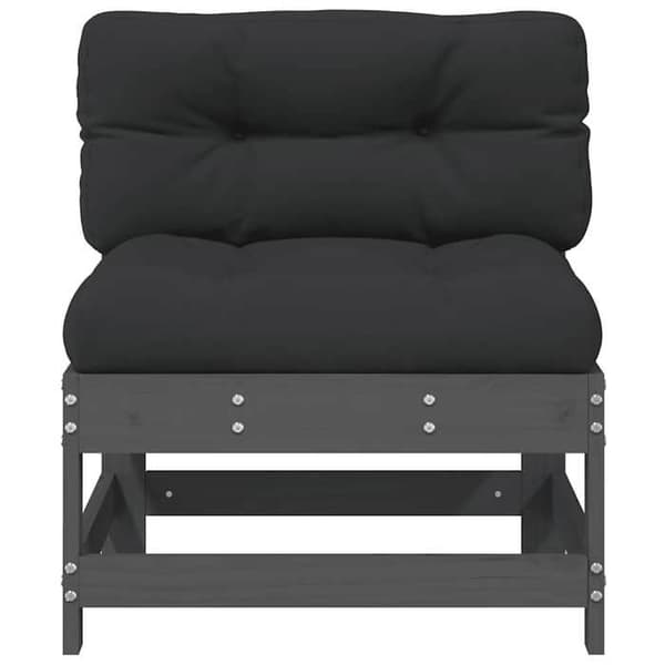 Maison Exclusive - Central soffa med grå kuddar i massivt furu