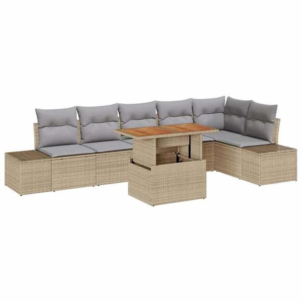 Maison Exclusive - 7-delt havemøbel sæt i beige poly rattan