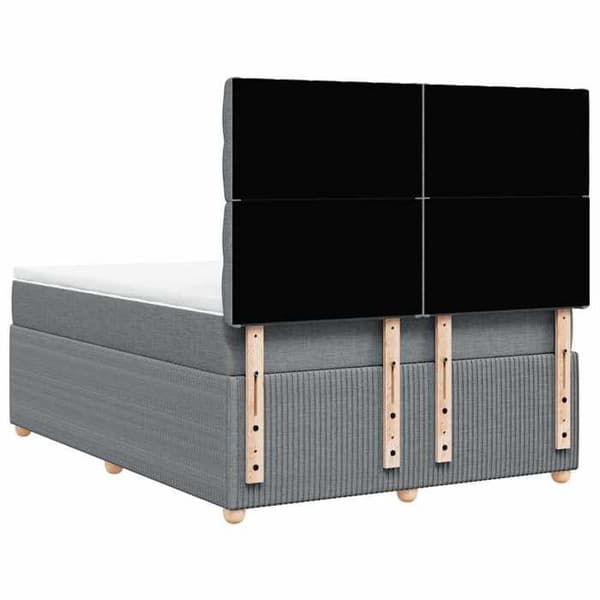 Maison Exclusive - Sengebund med lameller og madras Lys grå 160x200cm Stof