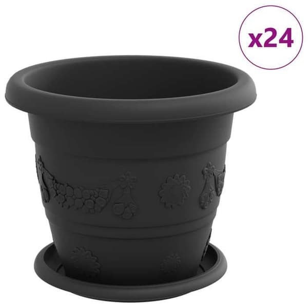 Maison Exclusive - Blomkrukor 24 st Svart Ø 22 x 18 cm Plast