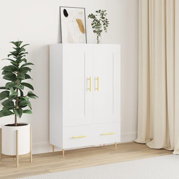 Buffet høj - EKSKLUSIV HUS - 69,5x31x115 cm - Hvid - Ingeniørtræ - Stort opbevaring Vit