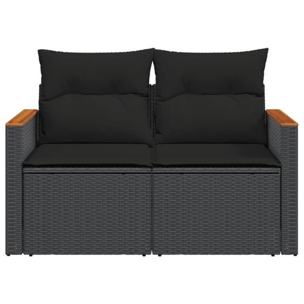 Maison Exclusive - Trädgårdsoffa med kuddar 2 platser svart flätad resin