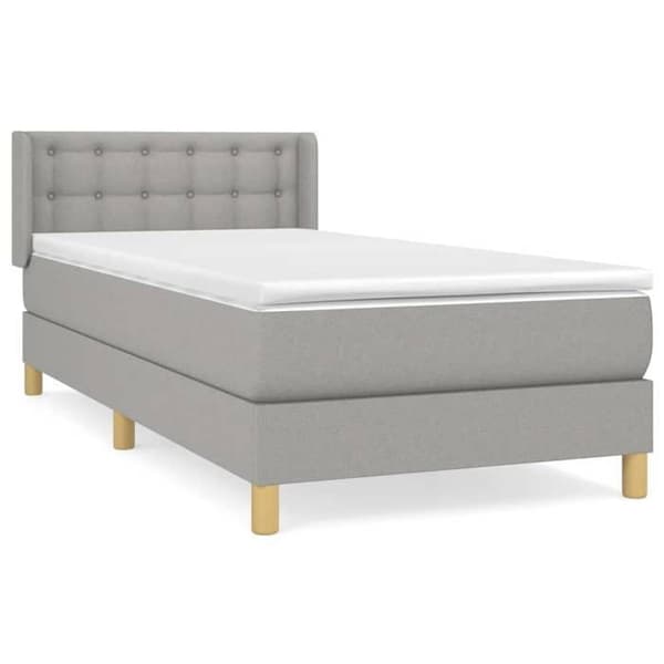 Maison Exclusive - Seng med lameller og madras Grå lys 100x200cm Stof