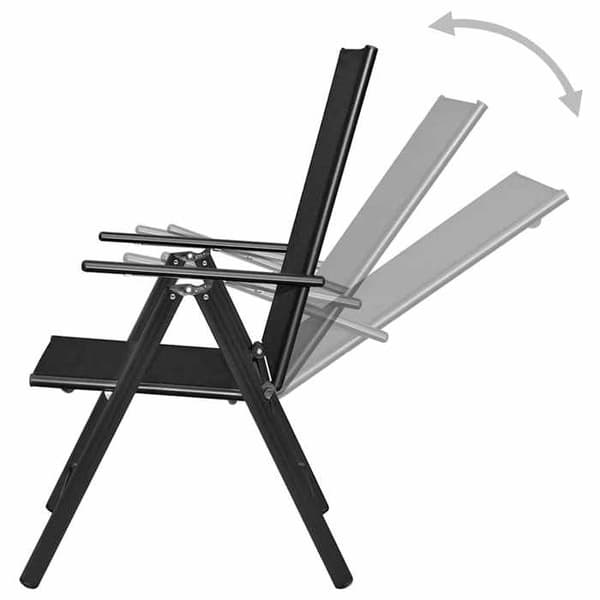 Maison Exclusive - Fällbara stolar, set om 4, aluminium och textilén svart Svart