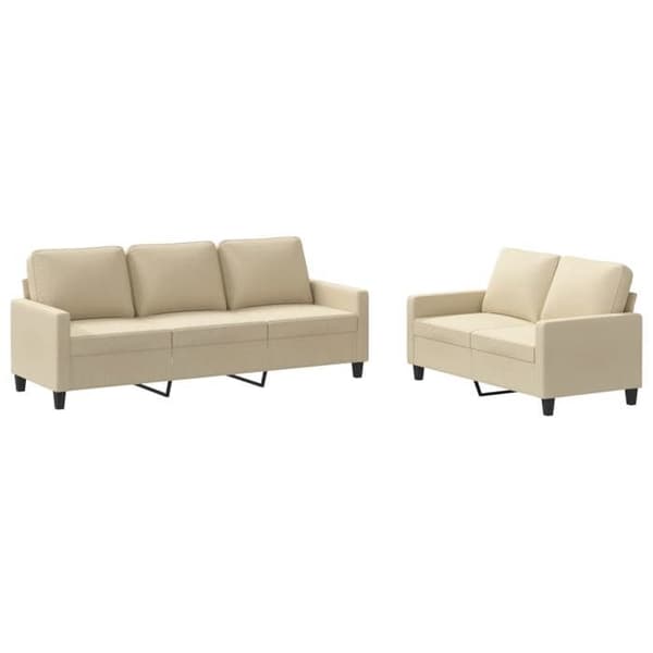 Maison Exclusive - Set med 2 soffor med kuddar i krämfärgad tyg