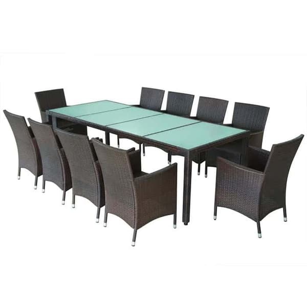 Maison Exclusive - Utomhusmatgrupp med kuddar 11 delar i flätad resin
