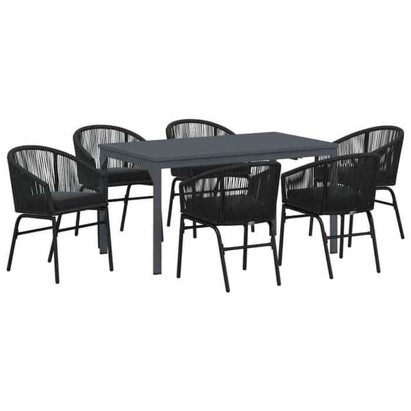 Maison Exclusive - 7 pc have spisebordssæt i sort polyrotin Svart