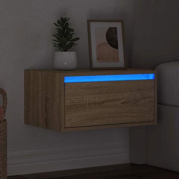 Maison Exclusive - Væghylde med LED-lys i Sonoma eg