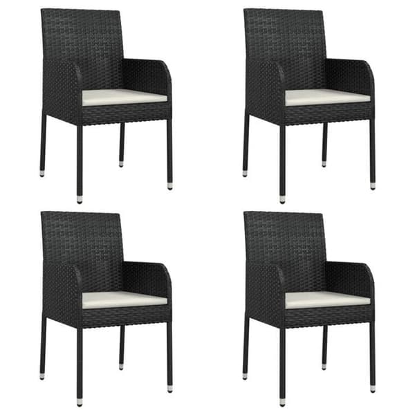 Maison Exclusive - Puutarhakalustesarja tyynyillä 5 kpl Musta punottu muovi