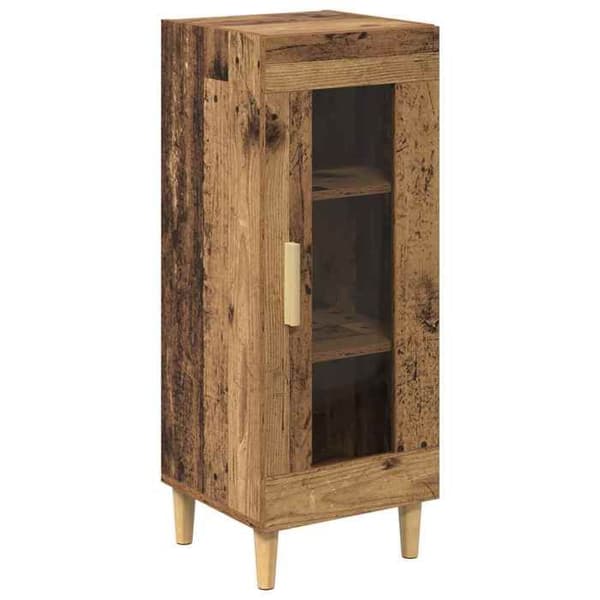 Buffet - EKSKLUSIVT HUS - 34,5x32,5x90 cm - Ingeniørtræ - Glasdøre - Stolpefødder