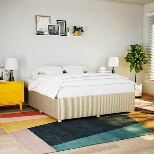 Sengestel - EKSKLUSIV HUS - 200x200 cm - Creme - Polyesterstof - Lamelseng Grädde