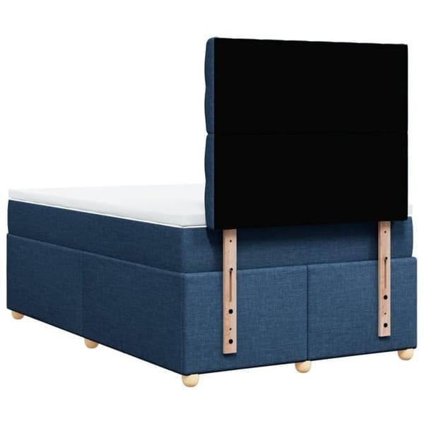 Maison Exclusive - Sengebund med lameller og blå madras 120x190 cm stof