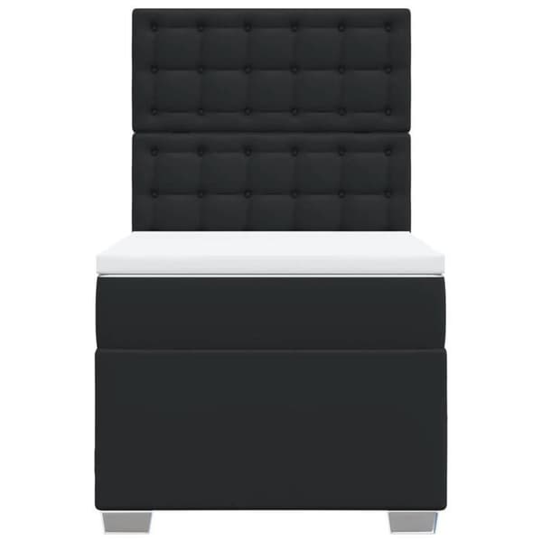 Maison Exclusive - Sengebund med lameller og madras Sort 90x200 cm Simililæder