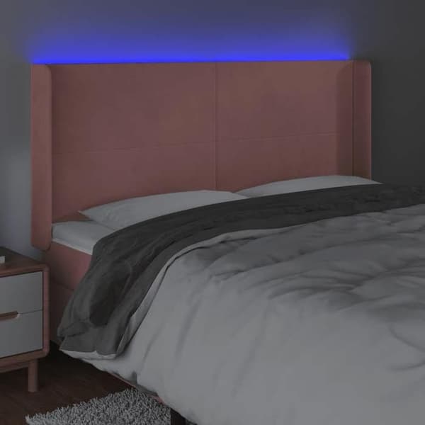 Maison Exclusive - LED-pääty 183x16x118/128 cm Sametti, Vaaleanpunainen Ros