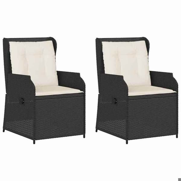 Maison Exclusive - 2 kpl puutarhapenkki musta polyrottinki