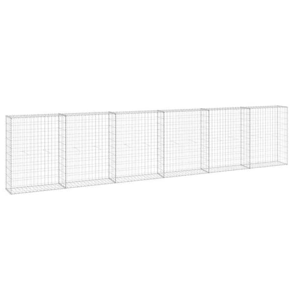 Maison Exclusive - Gabionvägg med galvaniserade stålskydd 300x30x100 cm silver-