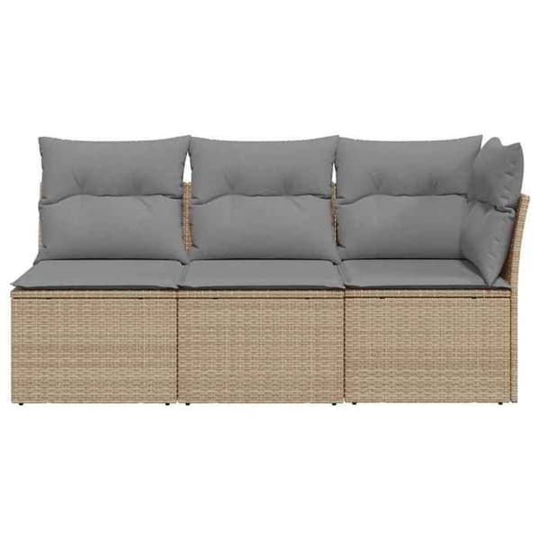 Maison Exclusive - Trädgårdsoffa med kuddar 3 platser beige flätad resin