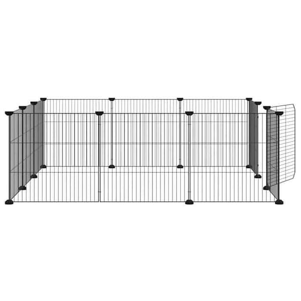 Maison Exclusive - Kæledyrbur med 12 paneler og dør, sort, 105 x 105 x 35 cm, stål