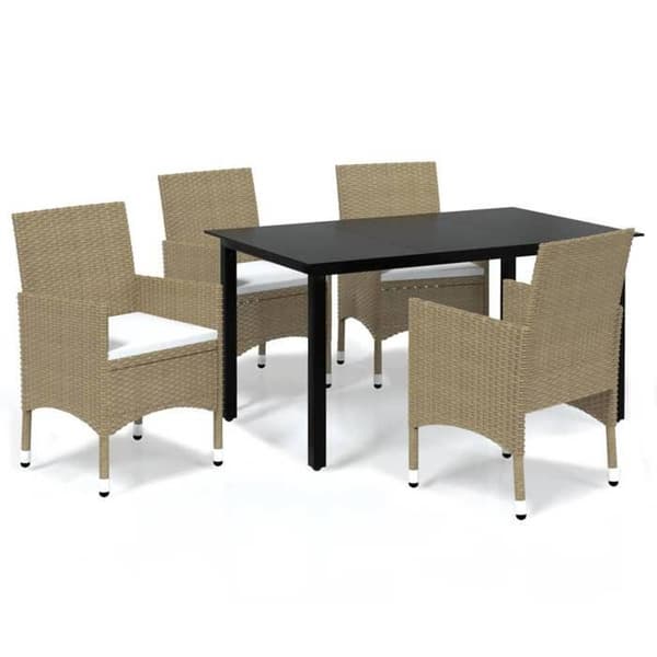 Maison Exclusive - Puutarhakalusteryhmä ja tyynyt 5 kpl Polyrottinki Beige beige