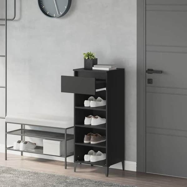 Maison Exclusive - Skohylde Sort 40x36x105 cm Ingeniørtræ