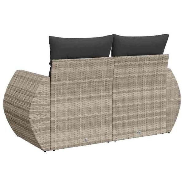 Maison Exclusive - 2-sits trädgårdssoffa med ljusgrå kuddar i flätad resin