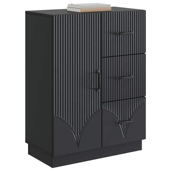 Maison Exclusive - Buffé med låda Svart 66 x 34,5 x 87 cm Ingenjörsträ