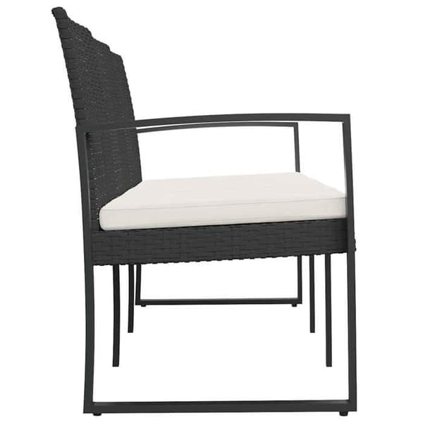Maison Exclusive - Bænk til haven med 3 pladser og sorte puder i PP rattan
