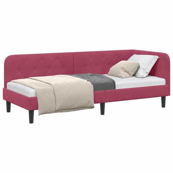 Maison Exclusive - Hörnsängram Bordeaux 80 x 200 cm Sammet Bordeaux