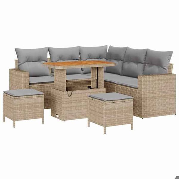 Trädgårdsmöbler - EXKLUSIVT HEM - Set 8 delar - Beige - Poly rattan - Modulär beige