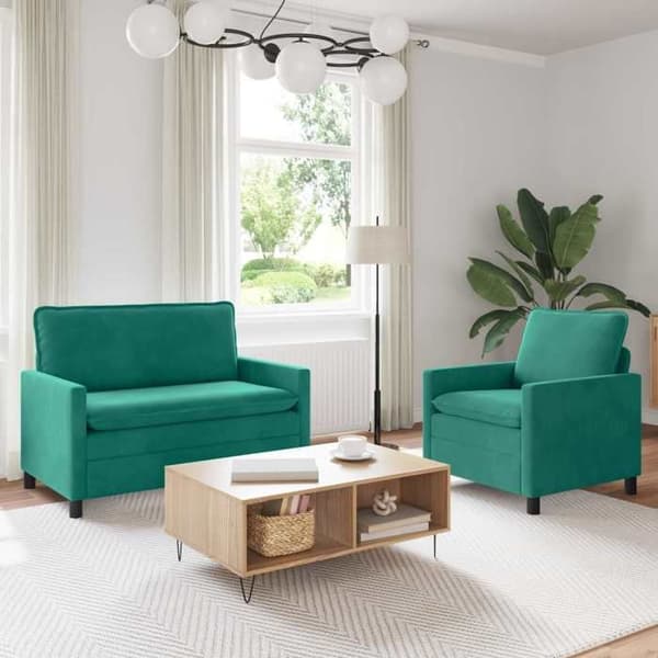 Maison Exclusive - 2 kpl sohvasetti turkoosi sametti