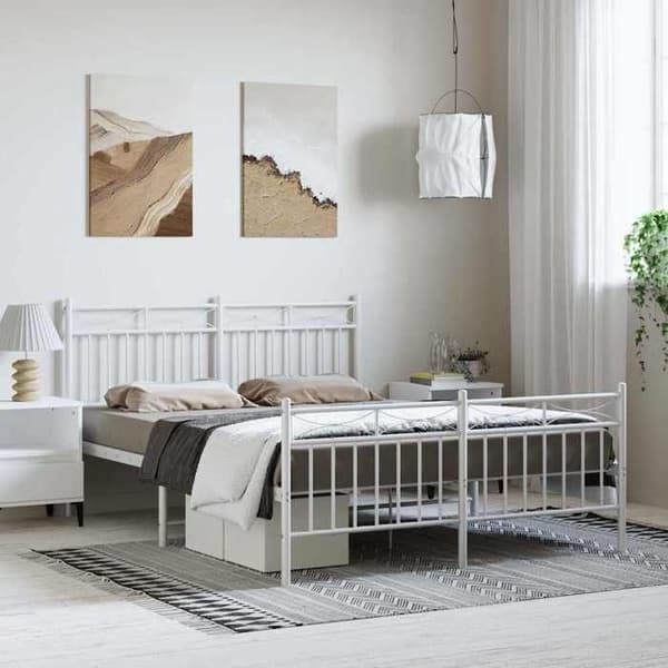 Sengestel - EKSKLUSIV HUS - 150 x 200 cm - Stål - Hvid - Lamelseng Vit