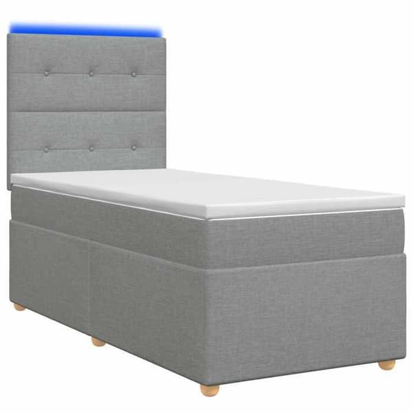 Maison Exclusive - Boxspring säng med madrass Ljusgrå 90 x 190 cm Tyg Ljusgrått