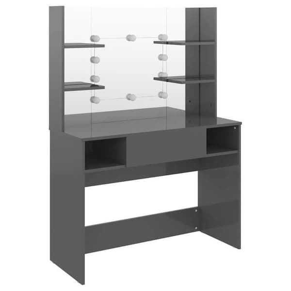 Maison Exclusive - Sminkbord med LED-belysning MDF Grå glansig Glänsande grå