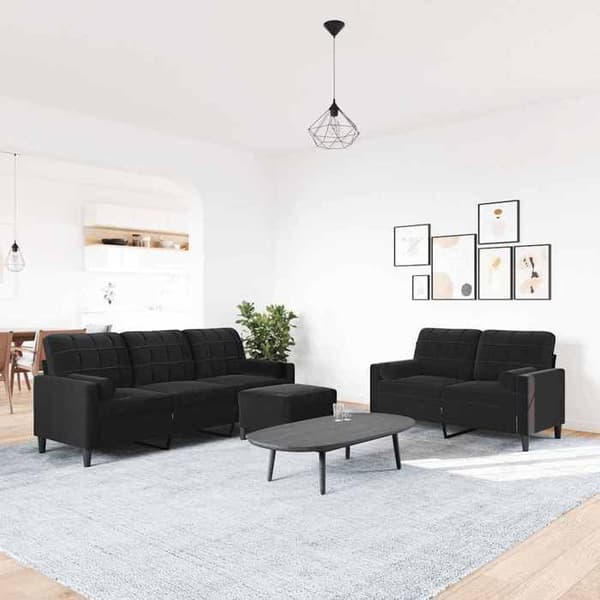 Maison Exclusive - Set med 3 soffor och kuddar samt svarta sammetsrullar