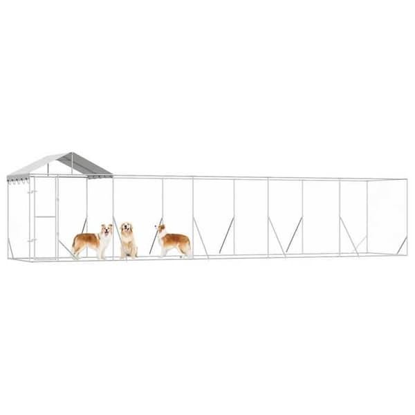 Maison Exclusive - Ulkoilma koirankoppi hopeakatolla 10x2x2,5 m