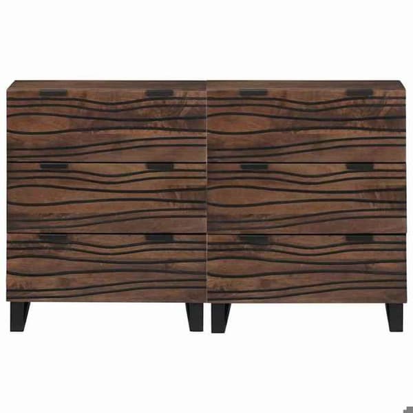 Buffé - EXKLUSIVT HEM - Bufféset 2 delar - 120 x 33 x 75 cm - Valnöt (massivt trä) - Rymlig förvaring Valnöt