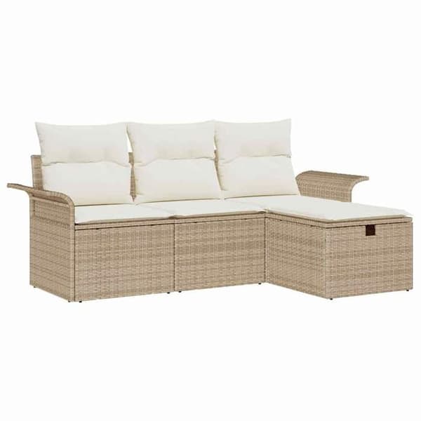 Maison Exclusive - 4-delars trädgårdsoff-set i beige och kräm polyrotting