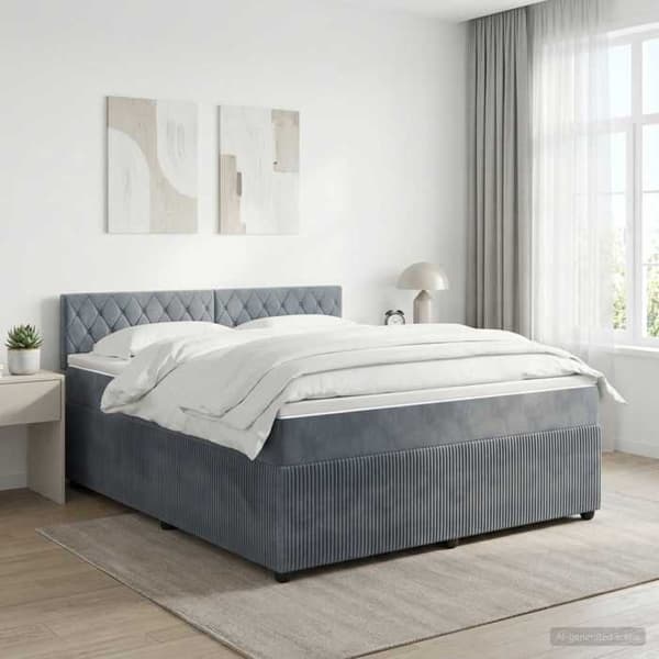 Maison Exclusive - Boxspring säng med madrass Mörkgrå 140 x 200 cm Sammet Mörkgrå