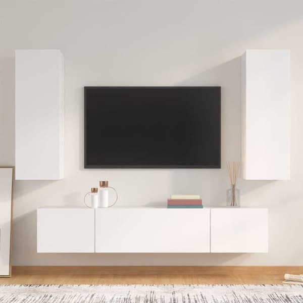 Maison Exclusive - 4 dele TV-møbel sæt Hvid Ingeniørtræ Vit