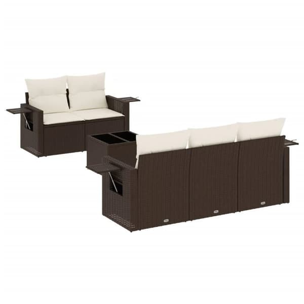 Maison Exclusive - Trädgårdsmöbler med kuddar 6 delar brun flätad resin brun