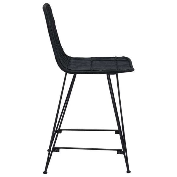 Barstol - MAISON EXCLUSIVE - Sæt af 2 - Rattan & stål - Sort - 44x54x96 cm Svart
