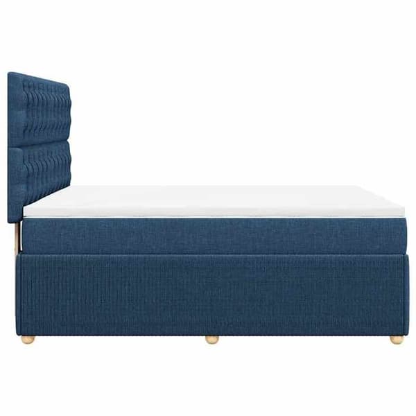 Maison Exclusive - Seng med lameller og madras Blå 160x200 cm Stof
