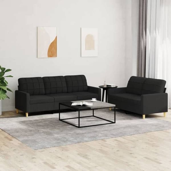 Sofa sæt - MAISON EXCLUSIVE - 2 stk. sæt - Sort - Holdbart stof - Robust metalstruktur Svart
